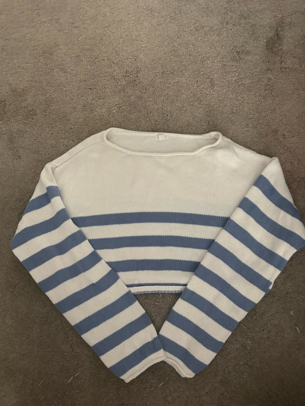 Garage White & Light Blue Striped Crew Sweater